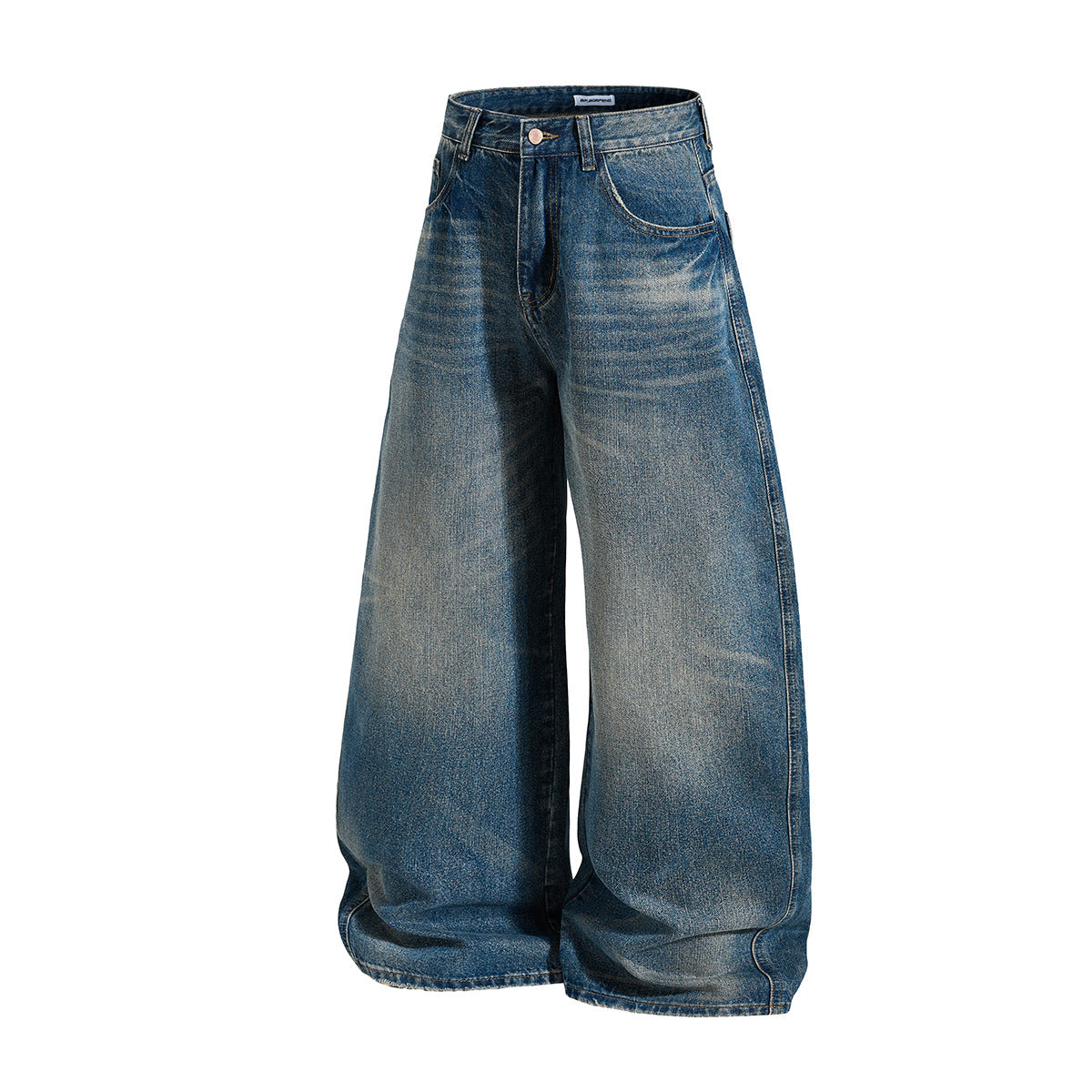 Embroidery Curved Wide Leg Denim Jeans WN25554