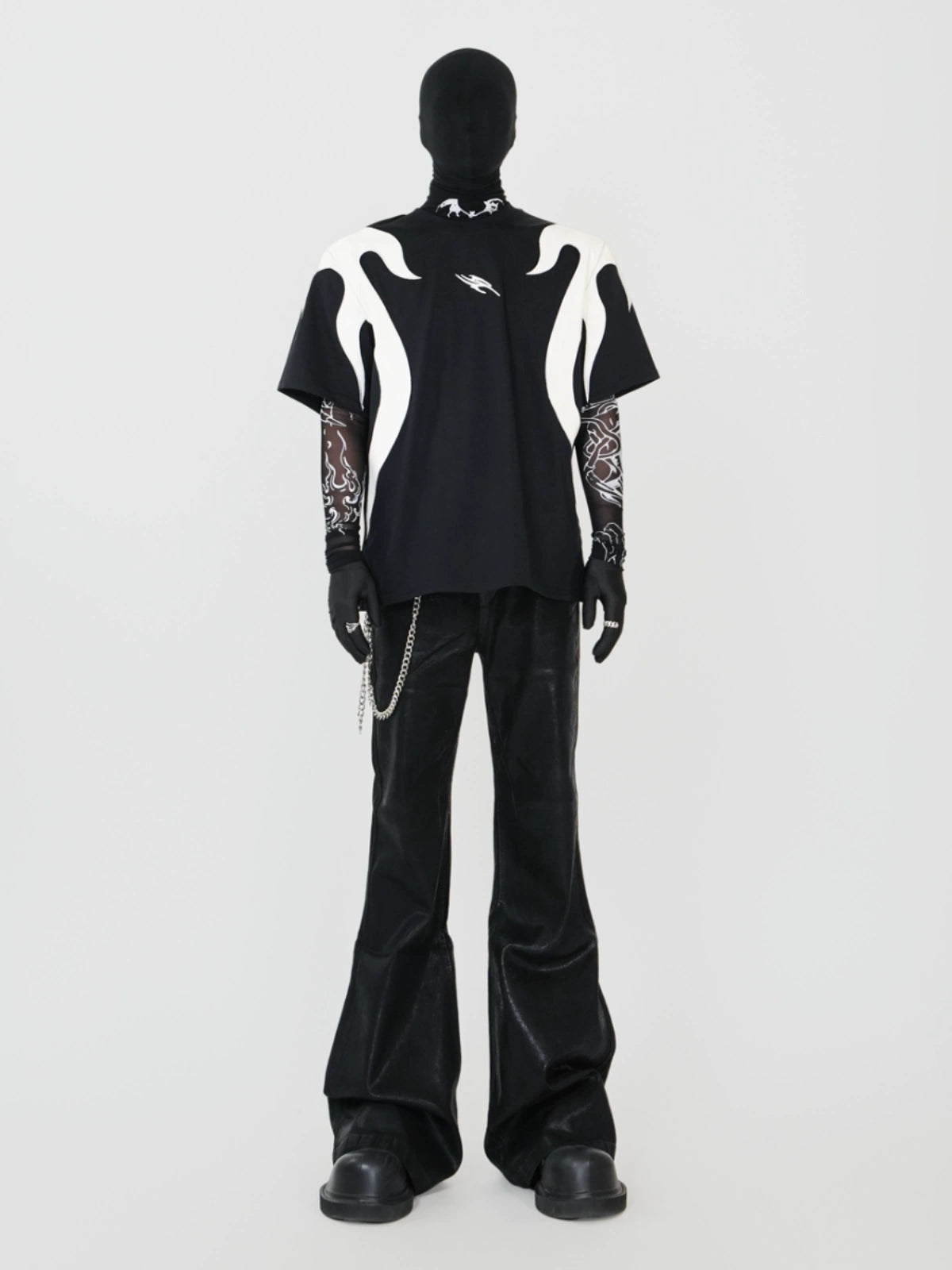 Waxed Coated Stretch Flare Denim Jeans WN17356