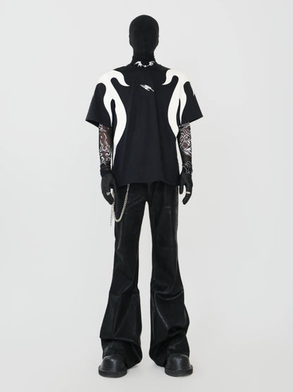 Waxed Coated Stretch Flare Denim Jeans WN17356