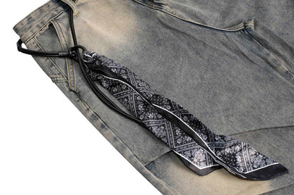 Spray Paint Gradient Wide Leg Denim Jeans WN28063