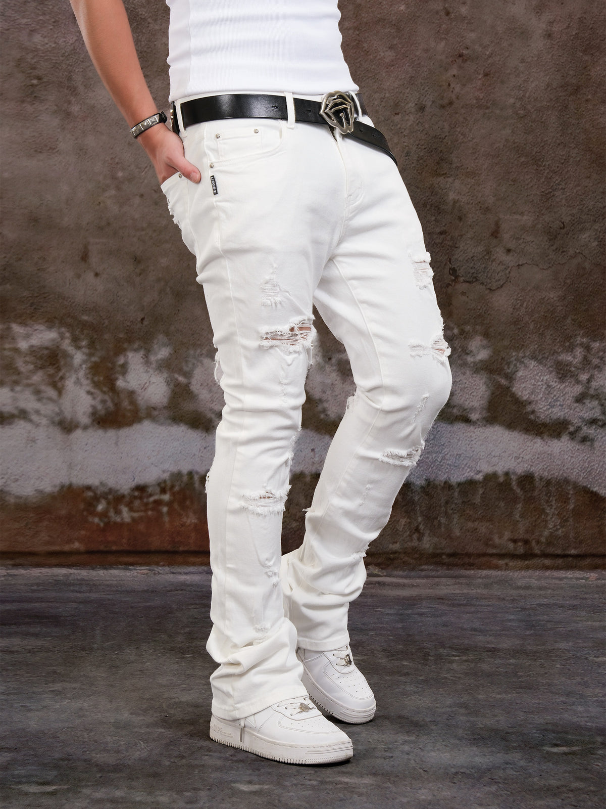 Washed Damage Stretch Pants WN26614