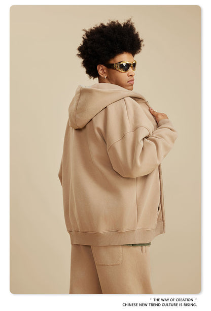 Oversize Washed Zipper Hoodie WN6461
