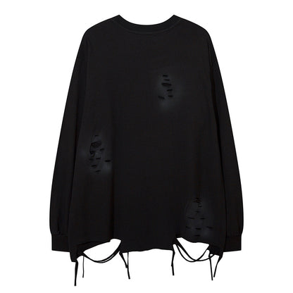 Plain Damage Necklace Long Sleeve T-Shirt WN11214