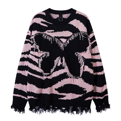 Fringe Hem Oversize Knit Sweater WN10926