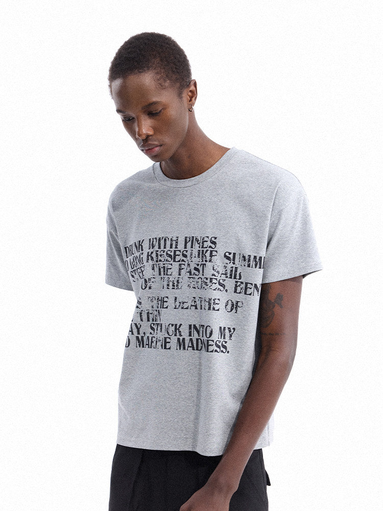 Letter Print Cropped Cotton Short Sleeve T-Shirt WN27087