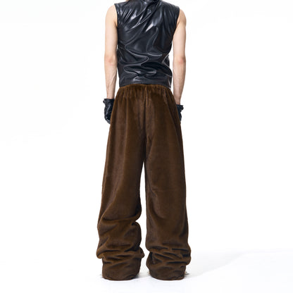 Reversible Fake Fur Stand Neck PU Leather Jacket & Pants Setup WN21827