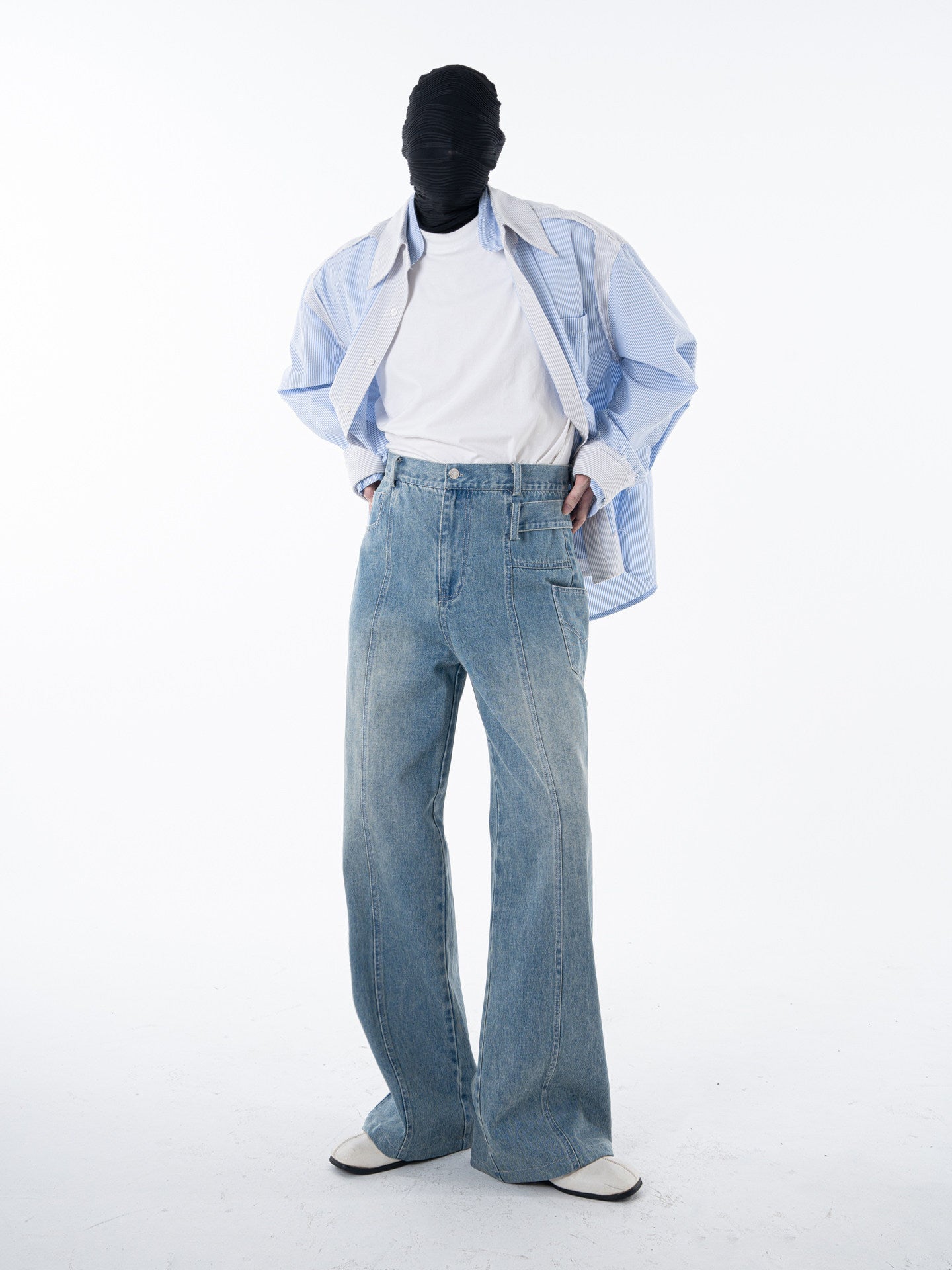 Seam Design Straight Denim Jeans WN23618