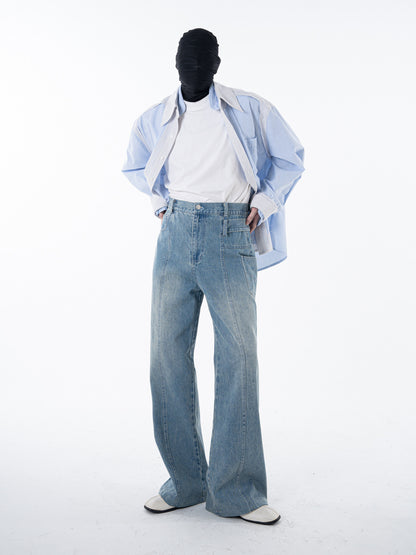 Seam Design Straight Denim Jeans WN23618