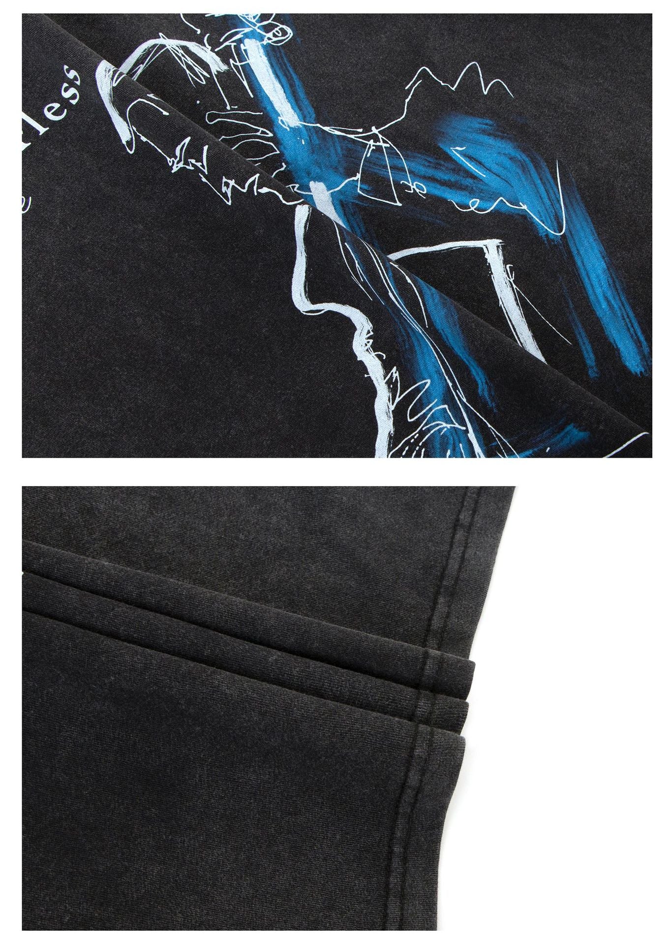 Washed Dirty Abstract Print Short Sleeve T-Shirt WN26183