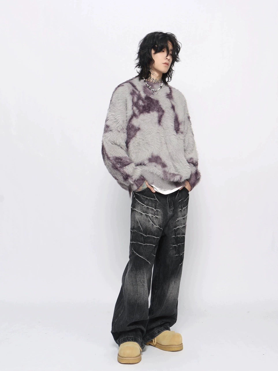 Oversize Shaggy Knit Sweater WN10928