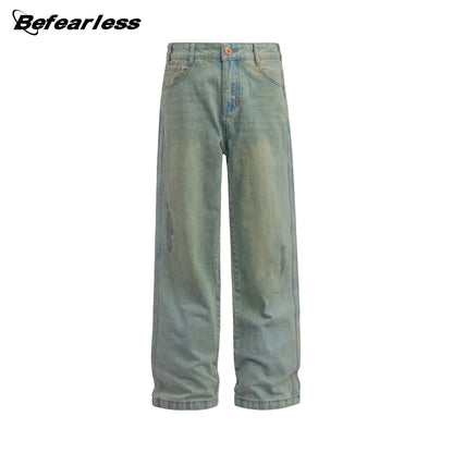 Washed Loose Straight Denim Jeans WN26326