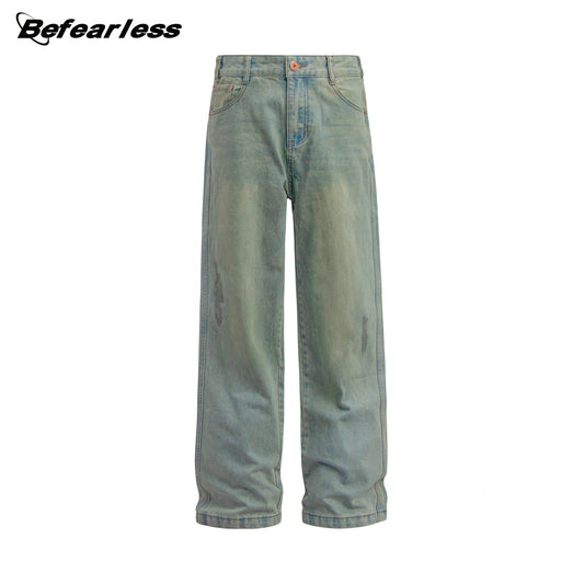 Washed Loose Straight Denim Jeans WN26326