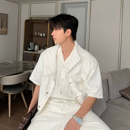 Denim Shirt Jacket & Wide Leg Denim Jeans Setup WN20451