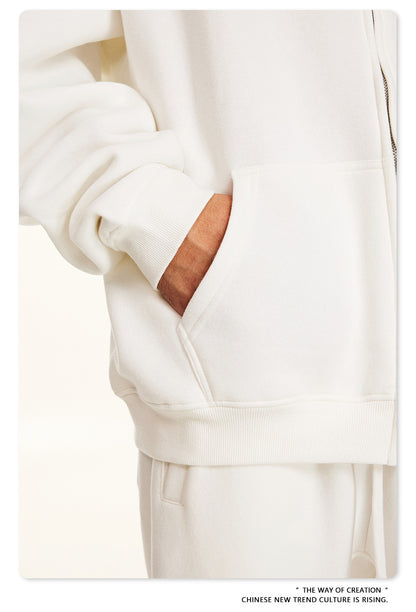 Fleece Lining Oversize Washed Zipper Hoodie WN9943