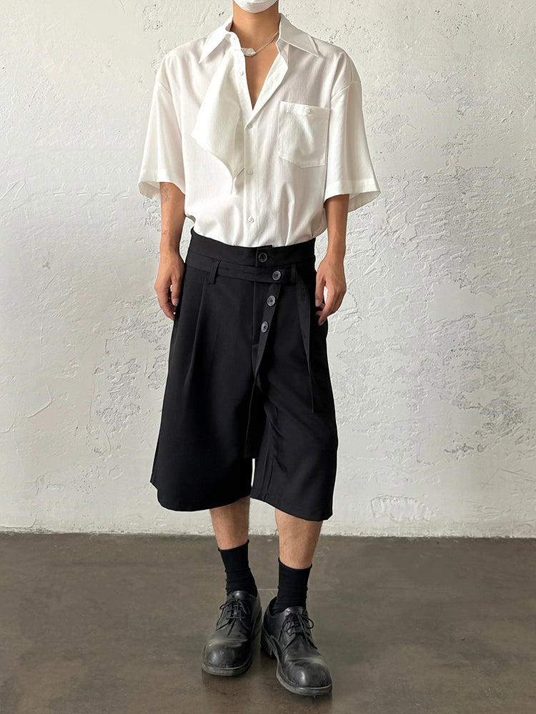 Asymmetrical Patchwork Short Sleeve Shirt WN19941