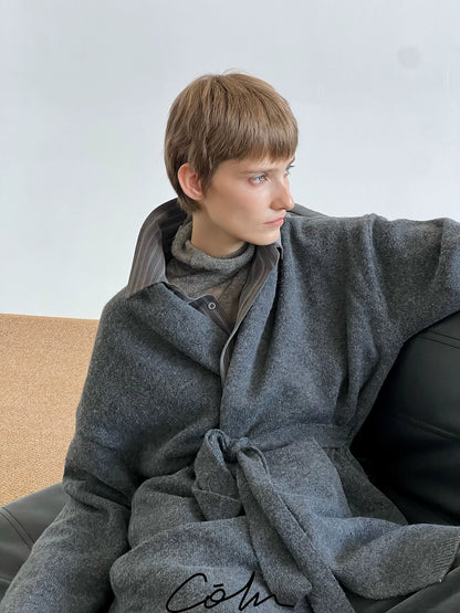 Belted Knit Plain Cardigan WN21508