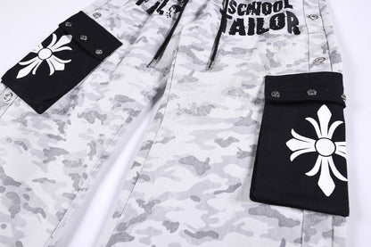 Camouflage Letter Print Cargo Pants WN26150