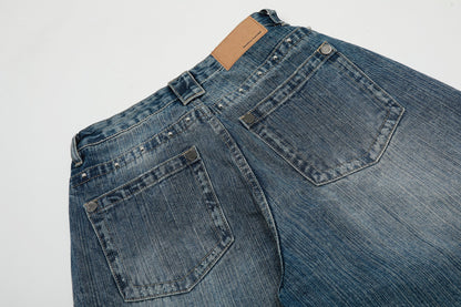 Washed Wide Leg Denim Jeans WN15513