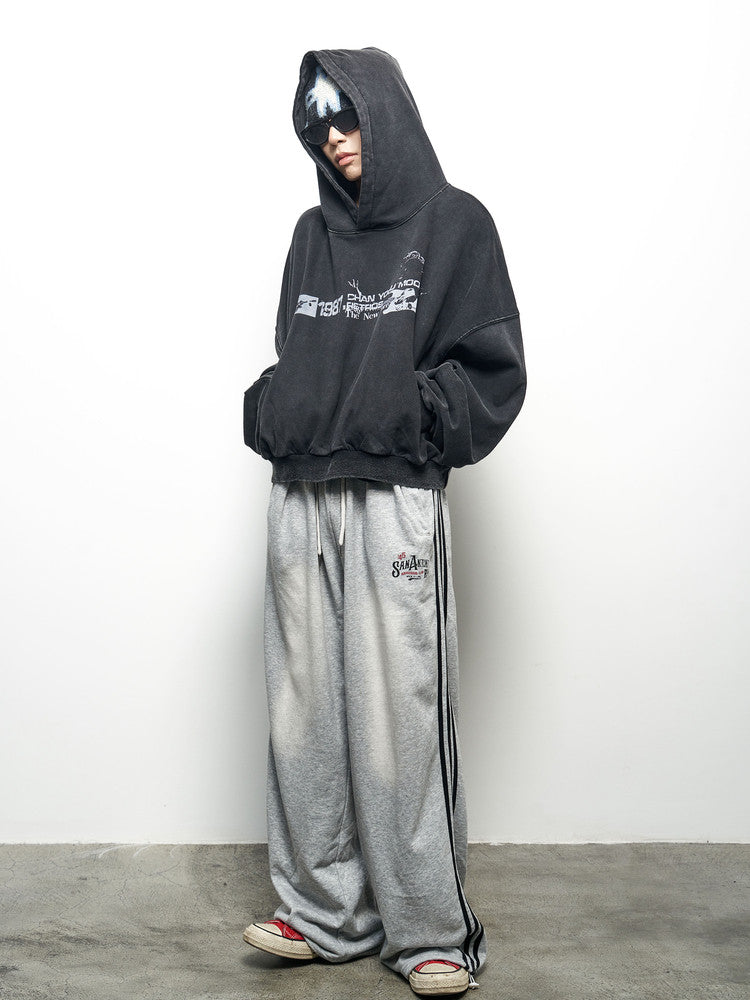 Letter Print Oversize Cropped Hoodie WN22967