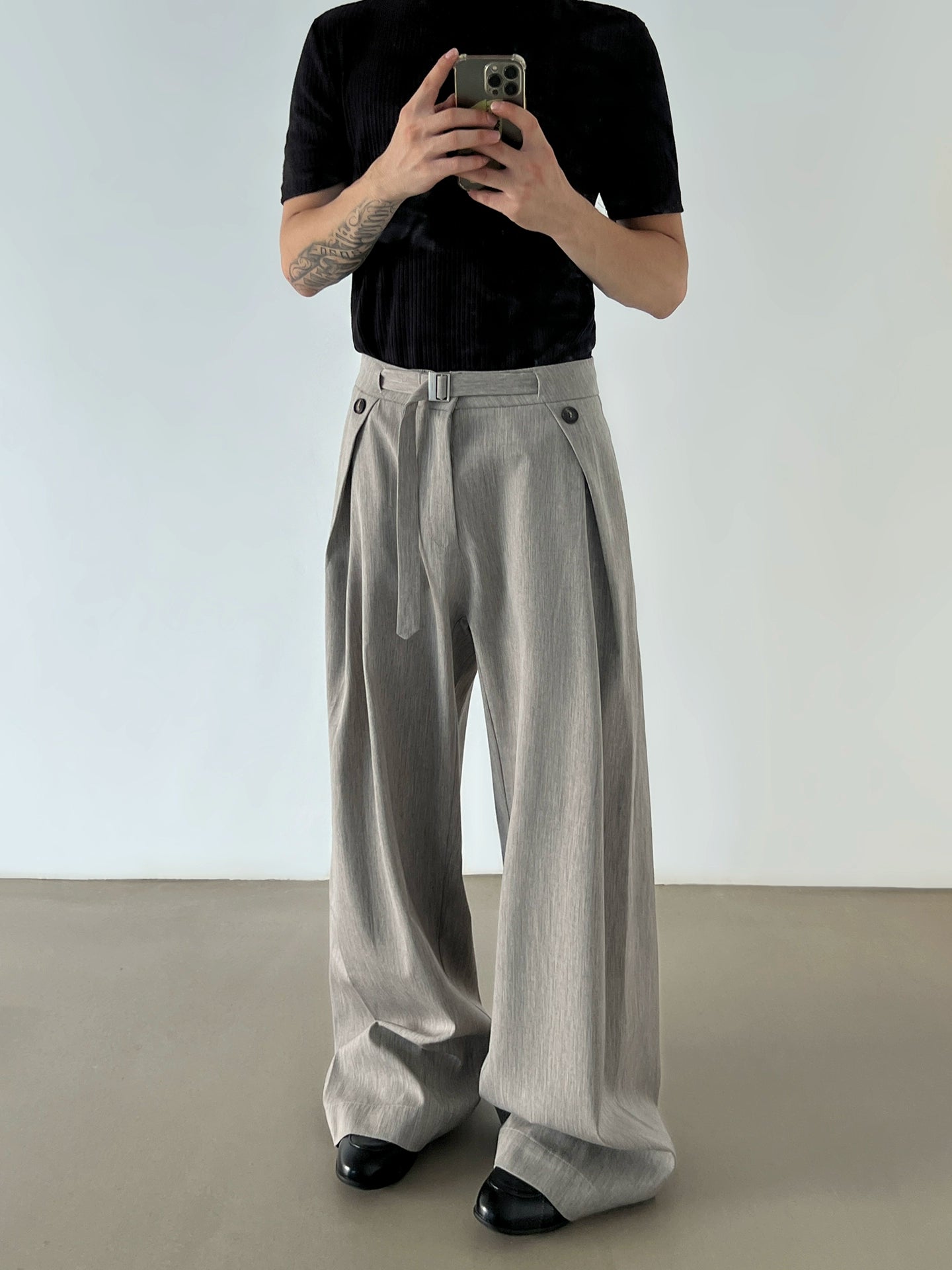 Pleats Linen Wide Leg Trousers WN21454