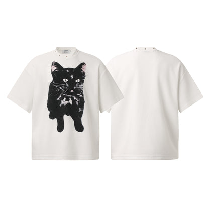 Graphic Print Rib Knit Short Sleeve T-Shirt WN25958