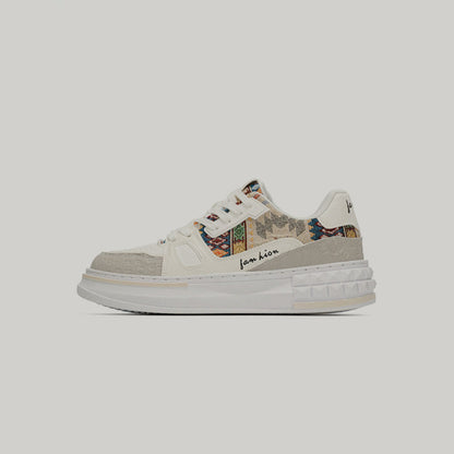Breathable Platform Patchwork Lace-Up Sneakers WN23524