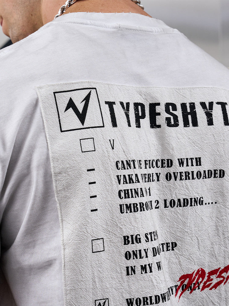 Applique Ink Print Short Sleeve T-Shirt WN20983