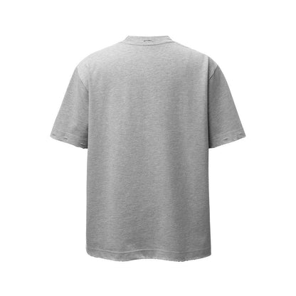 Oversize Damage Plain Short Sleeve T-Shirt WN25472