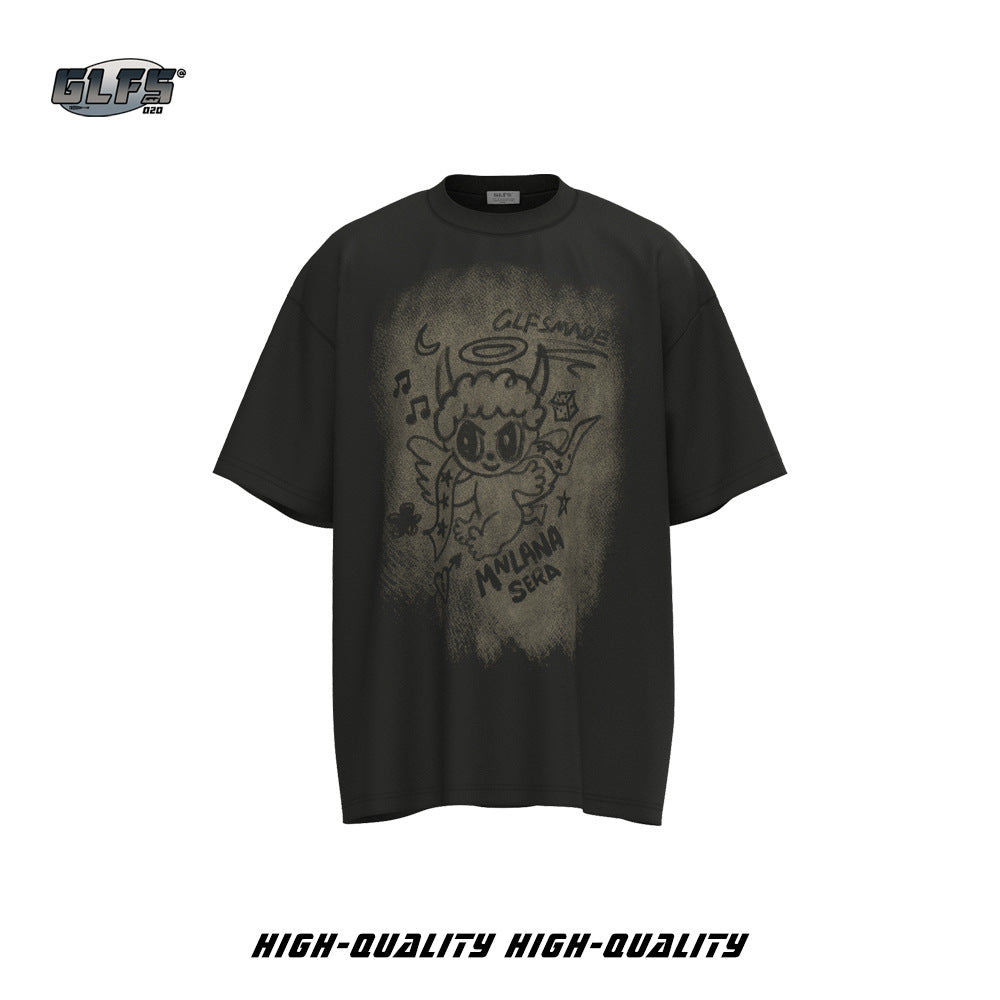 Faded Illustration Graphic Short Sleeve T-Shirt WN26489