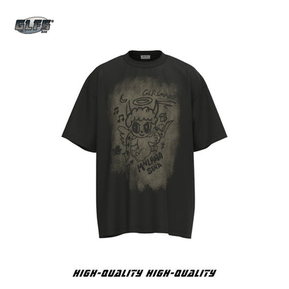 Faded Illustration Graphic Short Sleeve T-Shirt WN26489
