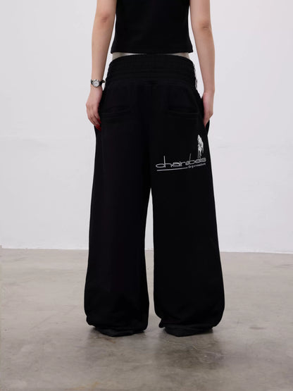 Horse Logo Embroidery Reversible Baggy Sweat Pants WN19065