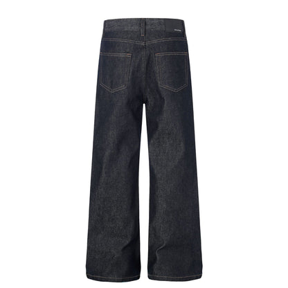 Washed Metal Buckle Wide Leg Denim Jeans WN26169