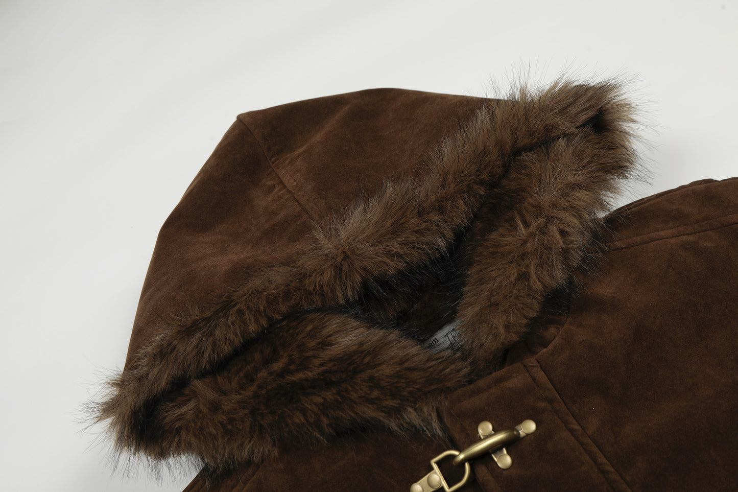 Hooded Fake Fur Collar Metal Buckle Jacket WN23092