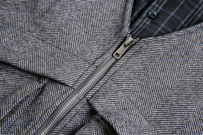 Fake Layered Herringbone Patchwork Plaid Collar Jacket WN27900