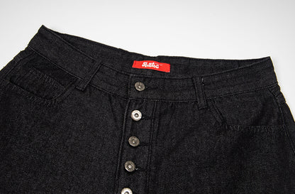 Washed Wide Leg Denim Short Pants WN25572