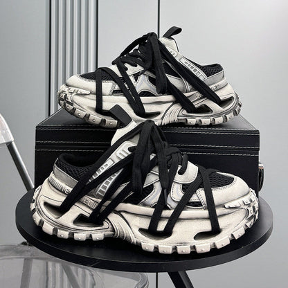 Mesh Rope Lace Chunky Sole Slip-On Shoes WN24685