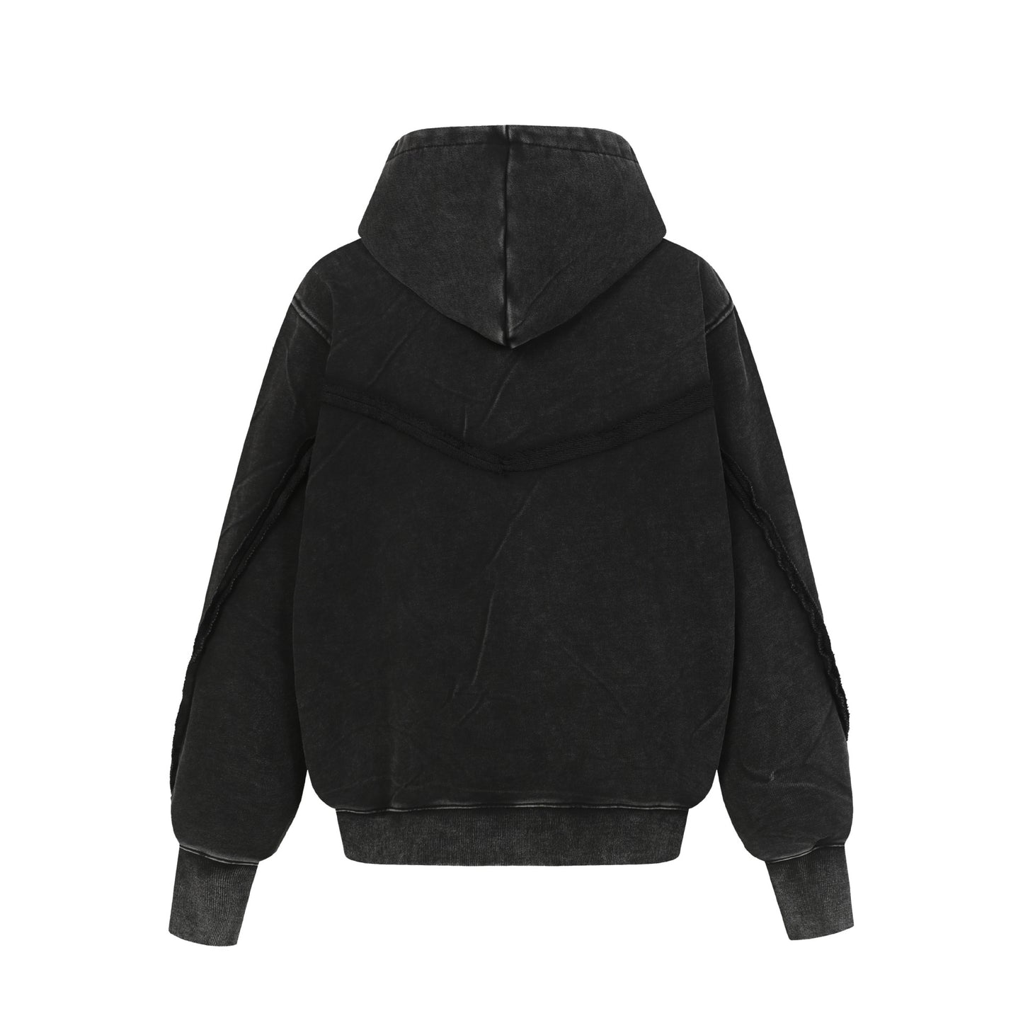 Washed Asymmetrical Zipper Detail Hoodie WN25382