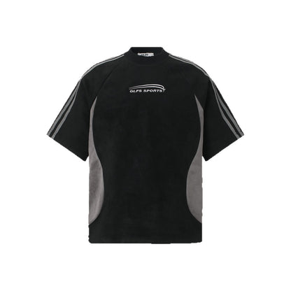 Suede Raglan Embroidery Short Sleeve T-Shir WN26430