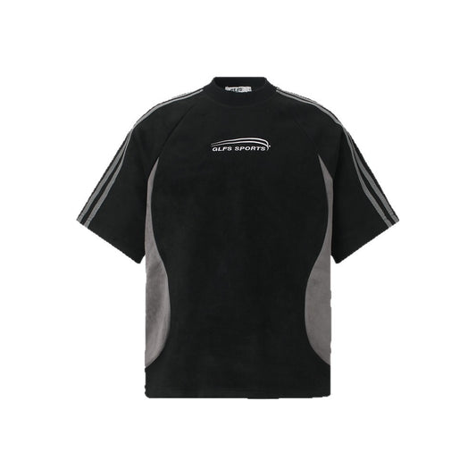 Suede Raglan Embroidery Short Sleeve T-Shir WN26430