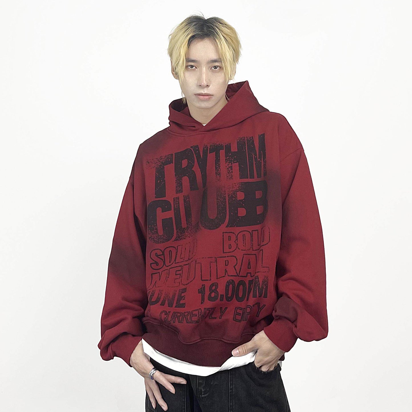 Letter Tie-Dye Heavyweight Short Pullover Hoodie WN24257