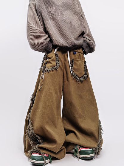 Fringe Multi-Pocket Wide Leg Pants WN24024