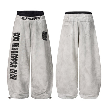 Letter Print Washed Wide Leg Sweatpants WN27927