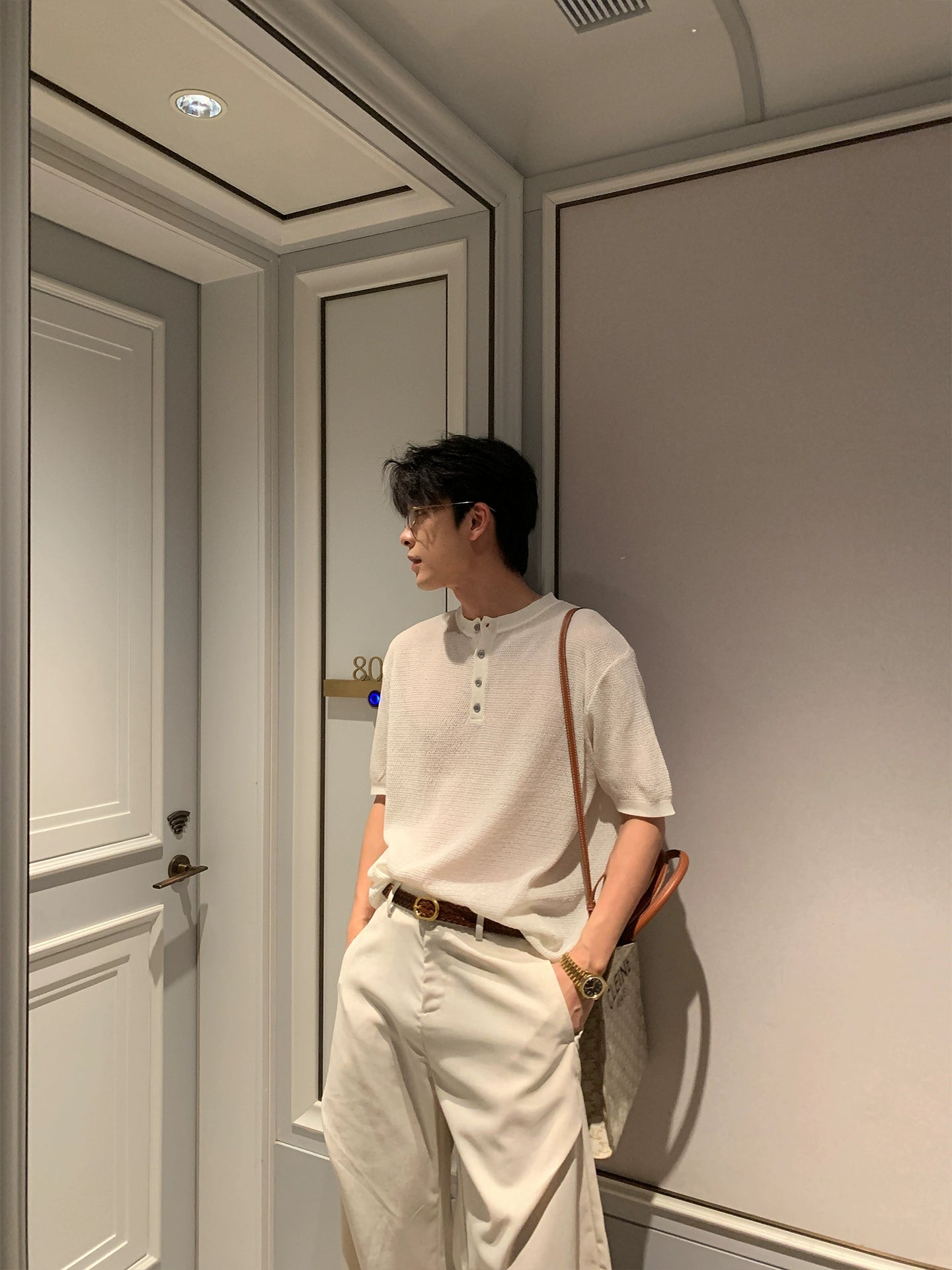 Cooling Linen Knit Henry Neck Short Sleeve T-Shirt WN20468