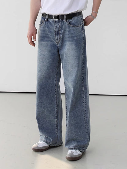 Washed Wide-Leg Straight Denim Jeans WN6784