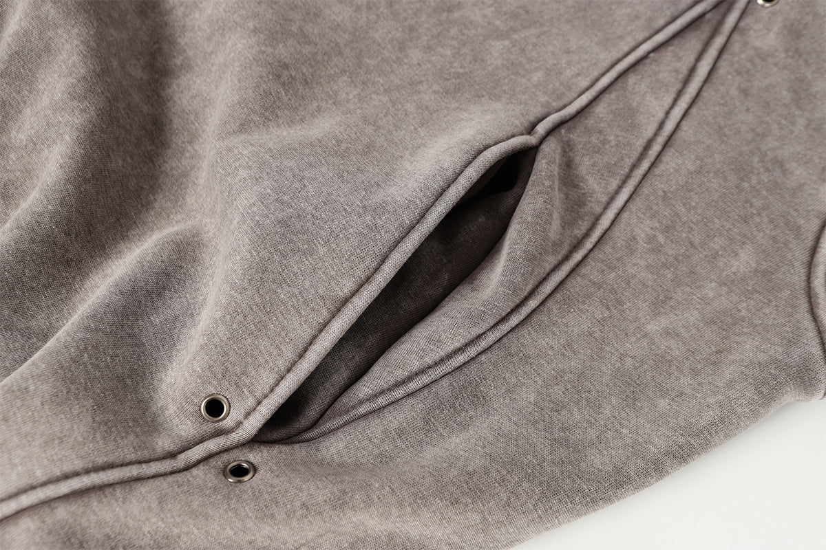 Heavyweight Washed Deconstructed Pullover Hoodie WN23037