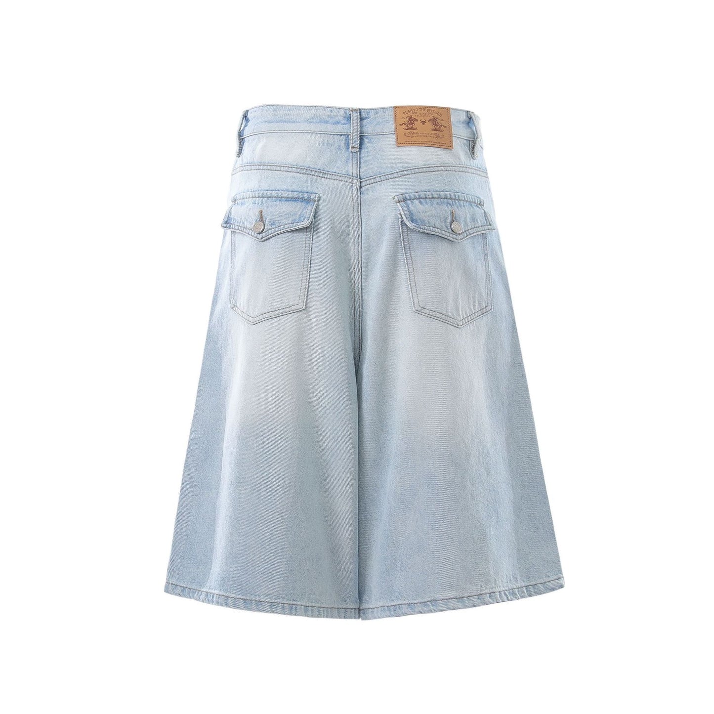 Denim Wash Wide Leg Half Pants WN25644