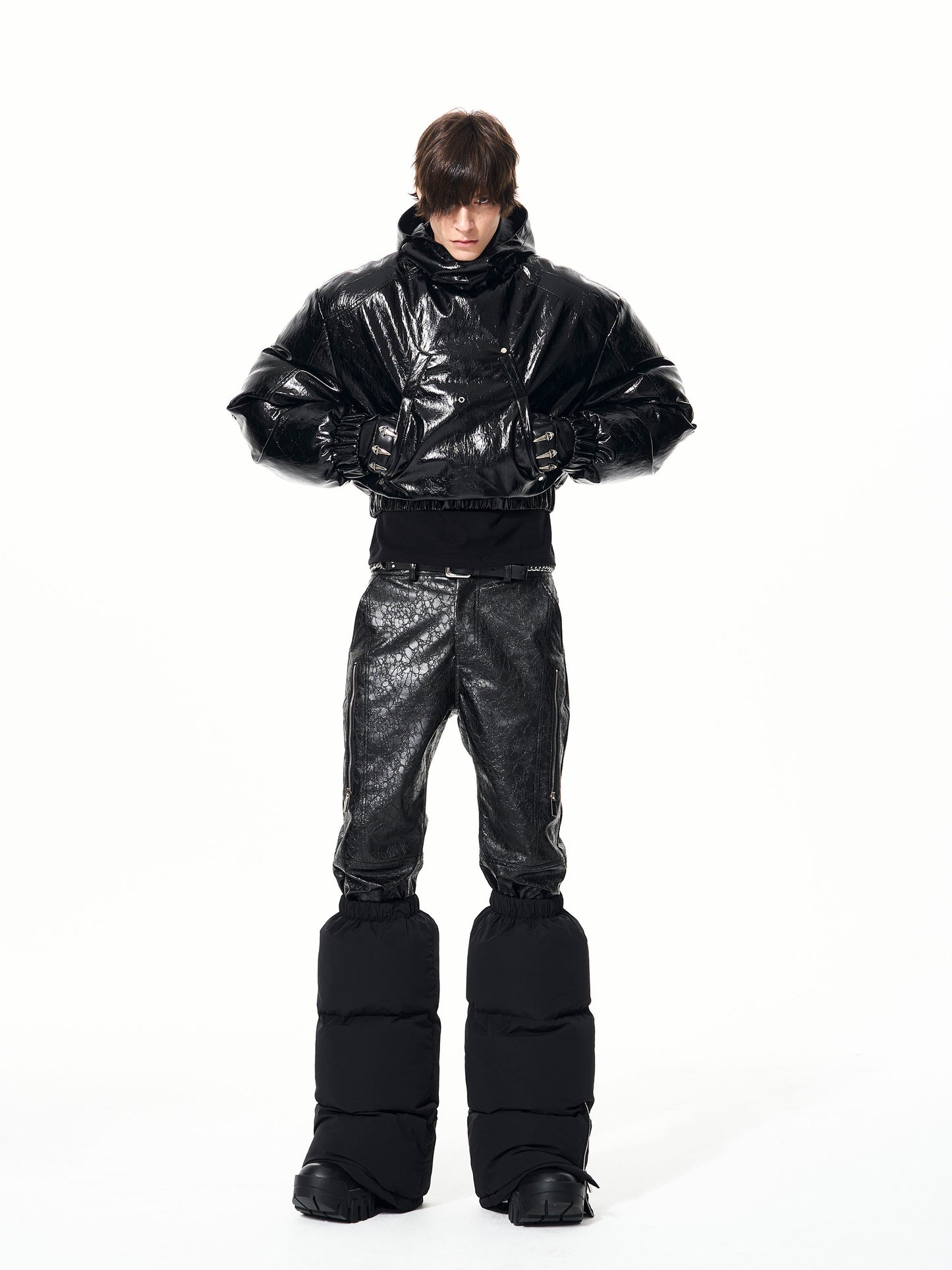 Zipper Deconstruct Hooded Puffer Jacket WN22697