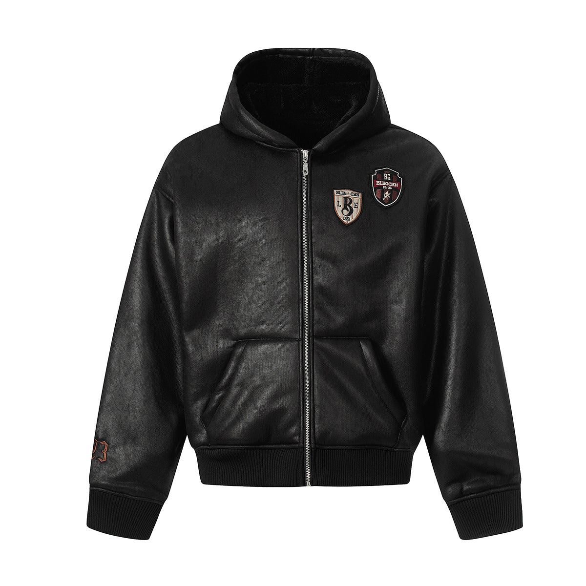 PU Leather Hooded Puffer Jacket WN21854