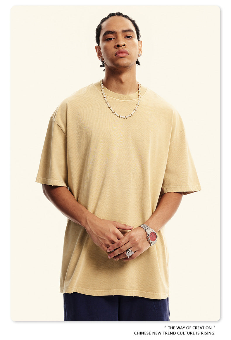 Damage Wash Round Neck Short Sleeve T-Shirt WN6060