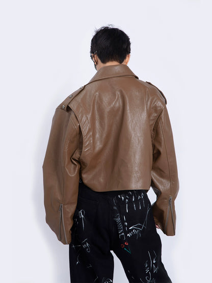 Short PU Leather Jacket WN9358